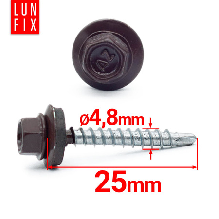 Wkręty farmerskie 4,8x25 samowiercące farmery RAL 8017 brąz WFD 250szt.