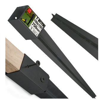 Podstawa słupa czarna wbijana 100x100 kotwa 750mm