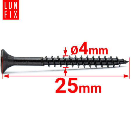 Wkręty uniwersalne 4x25 hartowane ocynkowane na czarno 100szt.