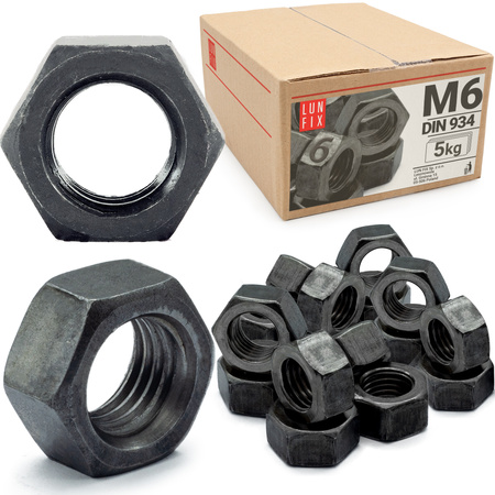Nakrętka sześciokątna M6 DIN 934 klasa 6 czarna 5kg