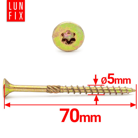 Wkręty ciesielskie stożkowe 5x70 do drewna KMWHT 200szt.