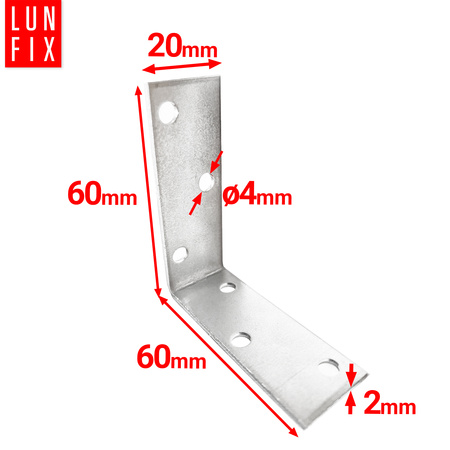 Kątownik wąski 60x60x20x2,0 KW5 10szt.