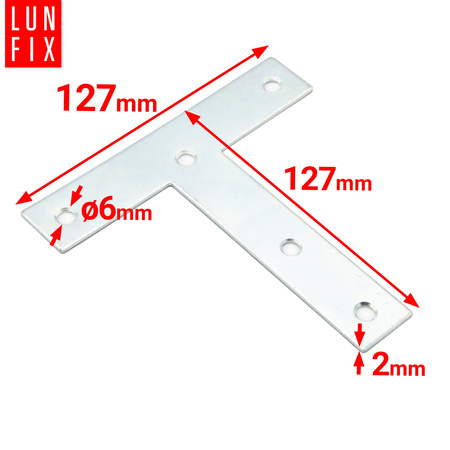 Łącznik płaski typu "T" 127x127x25x2,0 mm KT127 1szt.