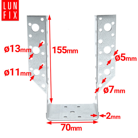 Wieszak belki 70x155 mm wspornik łącznik