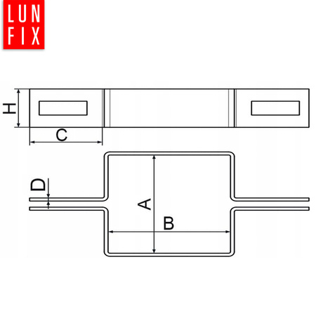 Obejma pośrednia 40x60 mm łącząca grafit komplet