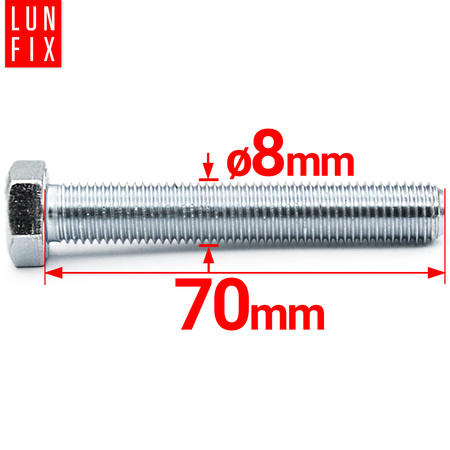 Śruba sześciokątna M8x70 ocynkowana DIN 933 klasa 8.8 1kg