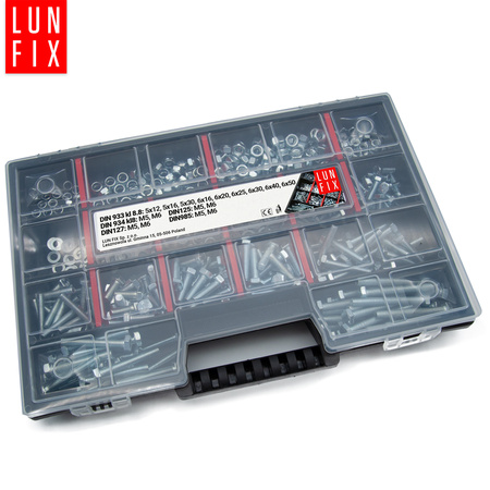 Śruby nakrętki podkładki 540szt. zestaw M5-M6 ocynk