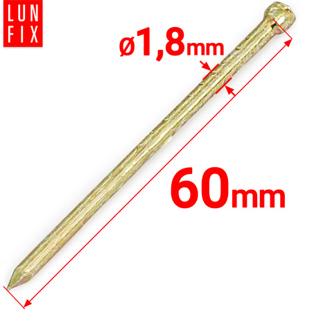 Gwoździe stolarskie 1,8x60mm żółte ocynkowane DIN1152 100g