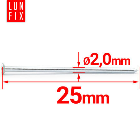 Gwoździe budowlane 2x25 mm 1" ocynkowane 1kg