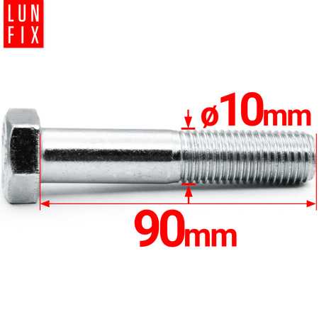Śruba sześciokątna M10x90 ocynk DIN 931 klasa 5.8 półgwint 1kg