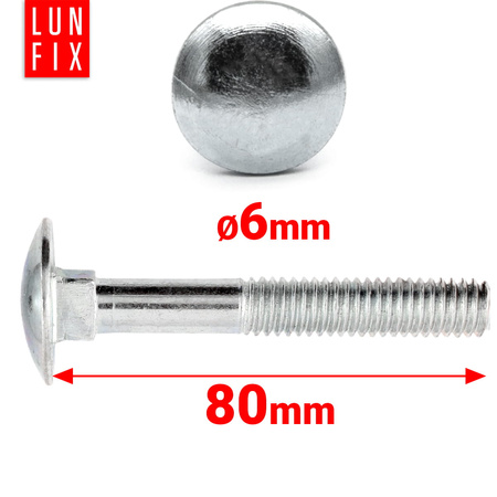 Śruby zamkowe M6x80mm ocynkowane łeb grzybkowy 1kg