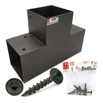 Zestaw łącznik kantówki 12x12cm kształt T z wkrętami 8x40 mm