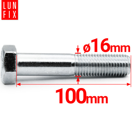 Śruba sześciokątna M16x100 ocynk DIN 931 klasa 8.8 półgwint 1kg