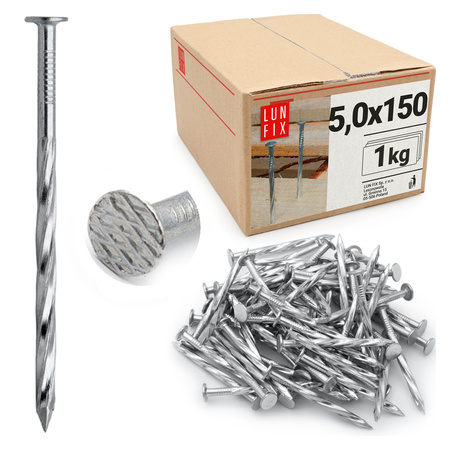 Gwoździe skręcane 5x150 mm 6 cali ocynkowane 1kg