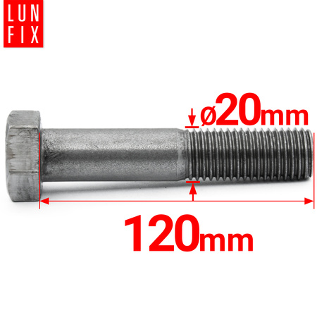 Śruba sześciokątna M20x120 czarna DIN 931 klasa 5.8 półgwint 1kg