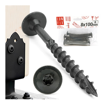 Wkręt talerzowy czarny 8x100 ozdobny ocynkowany 6szt.