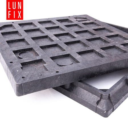 Właz do studni, klapa, pokrywa, studzienka, do szamba, 50x50 cm, Czarny 1,5t