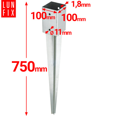 Zestaw podstawa słupa wbijana 10 cm + wkręty