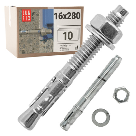 Kotwa ekspresowa do betonu M16 280mm pierścieniowa rozprężana 10szt.