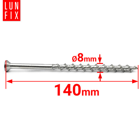 Wkręty do gazobetonu 8x140 łeb stożkowy z gniazdem TX30 50szt.