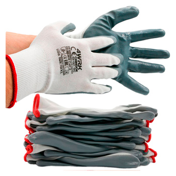 Rękawice robocze nitrylowe 9 L białe 12szt.