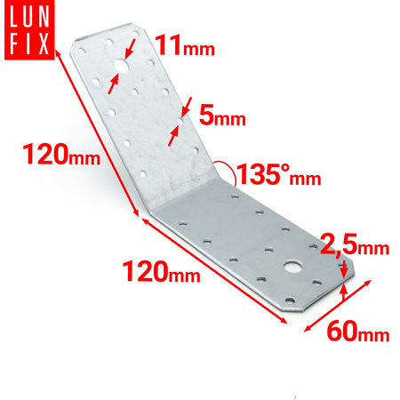 Kątownik rozwarty 135 stopni KLR6 120x120x60x2,5