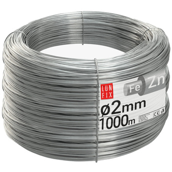 Drut naciągowy do siatki 2mm srebrny ocynkowany 1000mb