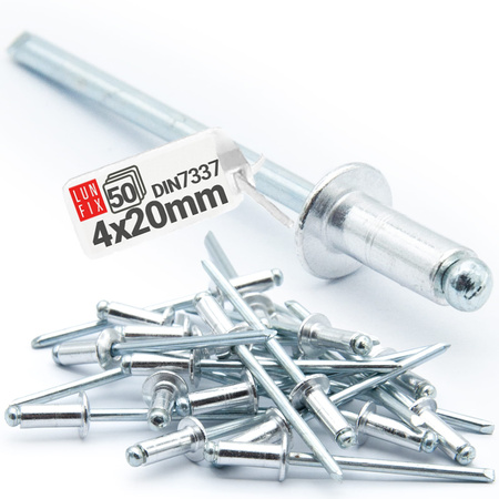 Nity zrywalne 4x20mm aluminiowo-stalowe 50szt.