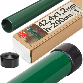 Słupek ogrodzeniowy okrągły fi 42 1,2mm grubości 2m 200cm zielony