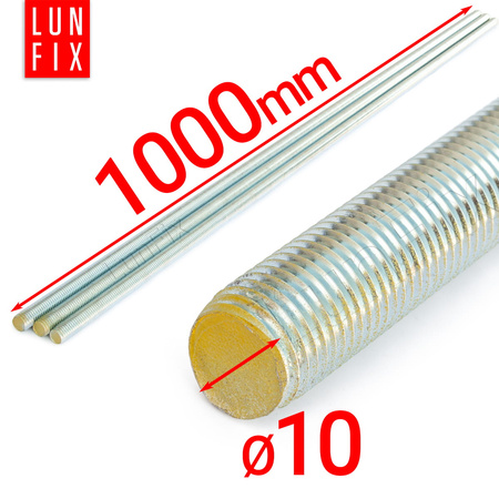 Pręt gwintowany szpilka M10 ocynkowany 1000 mm klasa 8.8 1szt.