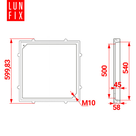 Właz do studni, klapa, pokrywa, studzienka, do szamba, 50x50 cm, Czarny 1,5t