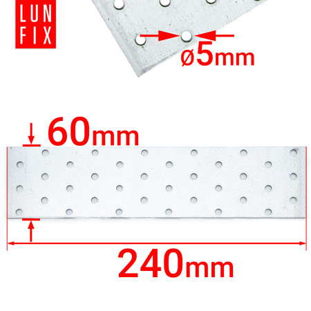 Płytka perforowana 60x240x2 łącznik ciesielski płaski 1szt.
