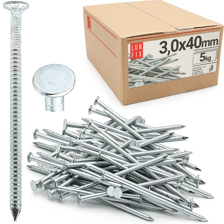 Gwoździe pierścieniowe 3x40 mm ocynkowane 5kg