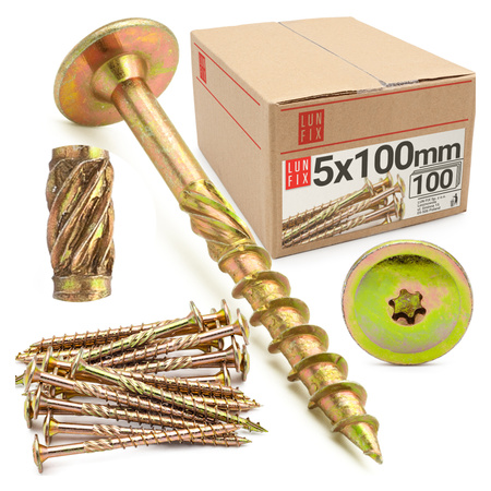 Wkręty ciesielskie talerzowe 5x100 do drewna WKCP 100szt.