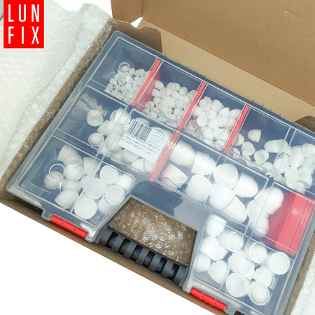 245 el. zestaw maskownic białych M5-M20 + organizer