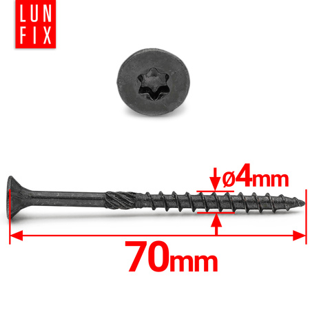 Wkręty ciesielskie czarne stożkowe 4x70 do drewna KMWHT 50szt.