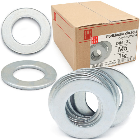 Podkładka płaska okrągła M5 ocynkowana DIN125 1kg