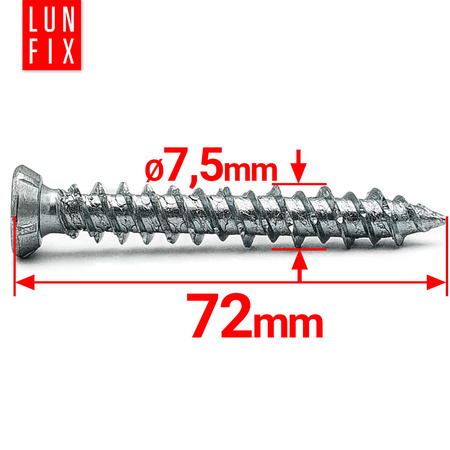 Wkręty do ościeżnic drzwi i okien 7,5x72mm ocynkowane 100szt.