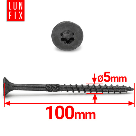 Wkręty ciesielskie czarne stożkowe 5x100 do drewna KMWHT 20szt.