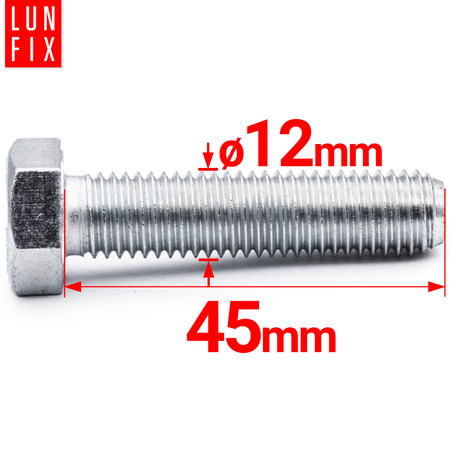 Śruba sześciokątna M12x45 ocynkowana DIN 933 klasa 8.8 1kg