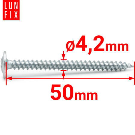 Wkręty samogwintujące 4,2x50mm z łbem podkładkowym do metalu WPC 100szt.