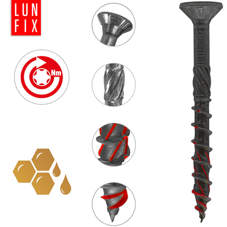 Wkręty ciesielskie czarne stożkowe 3,5x25 do drewna KMWHT 100szt.