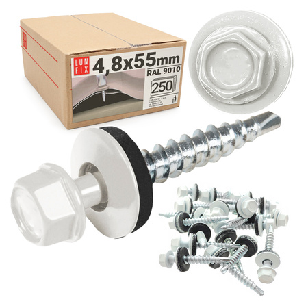 Wkręty farmerskie 4,8x55 samowiercące farmery biały ciepły 250szt.