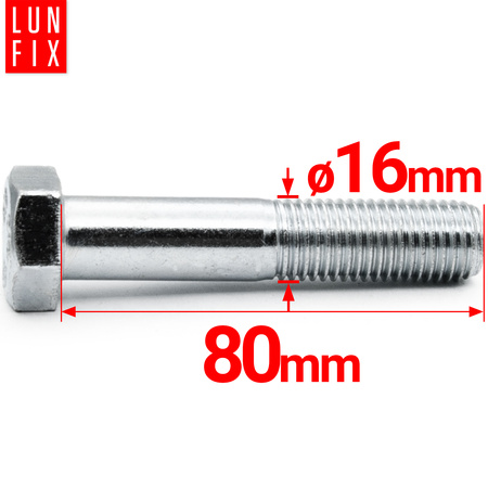 Śruba sześciokątna M16x80 ocynk DIN 931 klasa 8.8 półgwint 1kg