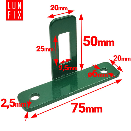 Łącznik typu "T" do mocowania paneli ogrodzeniowych ocynkowany RAL6005 zielony 1szt.