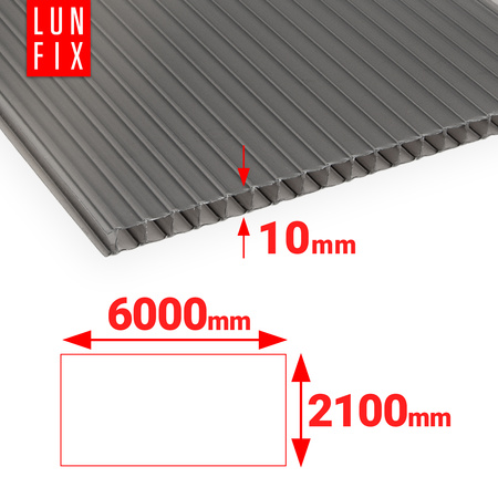 Poliwęglan komorowy 10mm szary 2,1x6m
