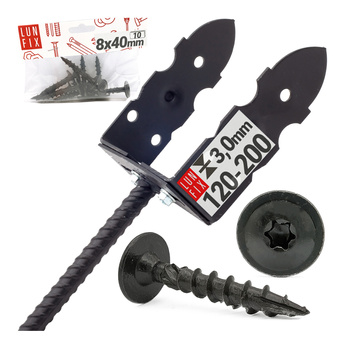 Zestaw podstawa słupa regulowana z prętem + wkręty