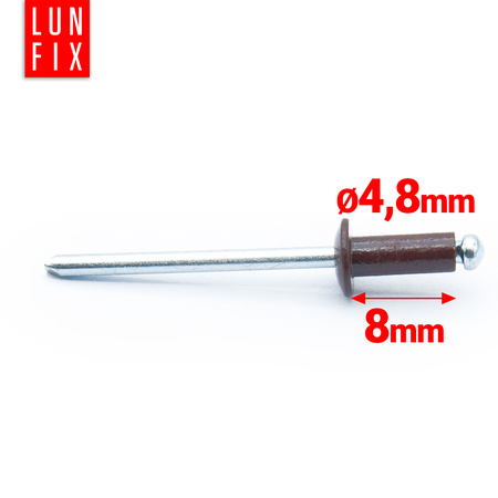 Nity zrywalne 4,8x8mm aluminiowo-stalowe brązowe RAL 8017 100szt.