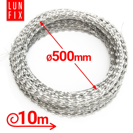 Drut ostrzowy żyletkowy Concertina zasieki 500mm10mb