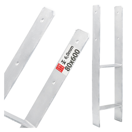 Podstawa słupa typ H 80x600x6 mm kotwa